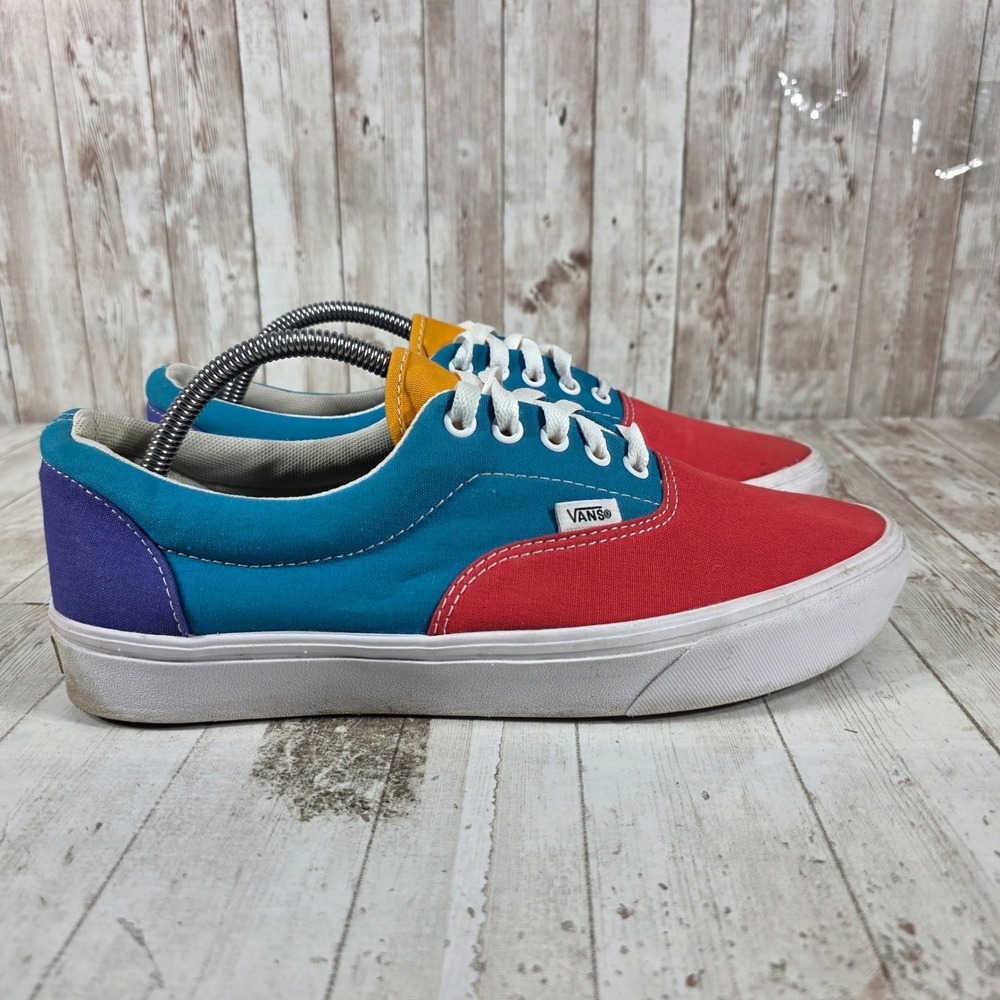 Vans Era Mens 10 Multi Color Block Red Teal Purple Yellow Canvas Skate Shoes